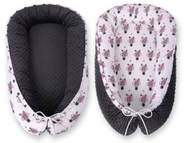 Bobono Kokon niemowlęcy dwustronny kojec otulacz Premium BOBONO minky - zebry różowe