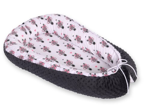 Bobono Kokon niemowlęcy dwustronny kojec otulacz Premium BOBONO minky - zebry różowe