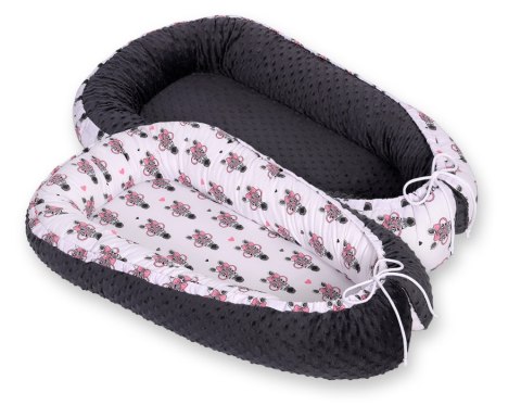 Bobono Kokon niemowlęcy dwustronny kojec otulacz Premium BOBONO minky - zebry różowe