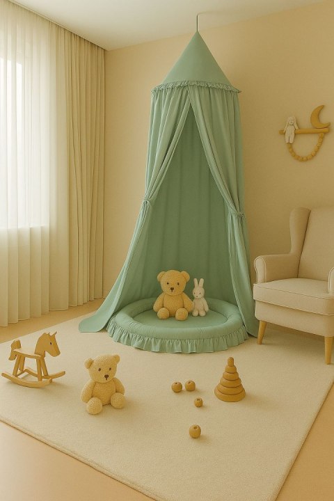 My Sweet Baby Baldachim wiszący bawełniany do pokoju dziecięcego- szałwia