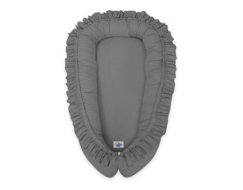 My Sweet Baby Kokon niemowlęcy kojec otulacz Premium z falbanką MY SWEET BABY- antracyt