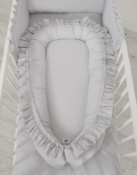 My Sweet Baby Kokon niemowlęcy kojec otulacz Premium z falbanką MY SWEET BABY- szary