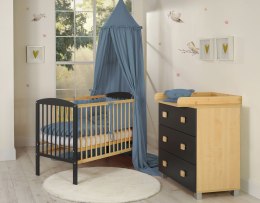 My Sweet Baby Muślinowy baldachim wiszący z falbanką do łóżeczka - brudny niebieski