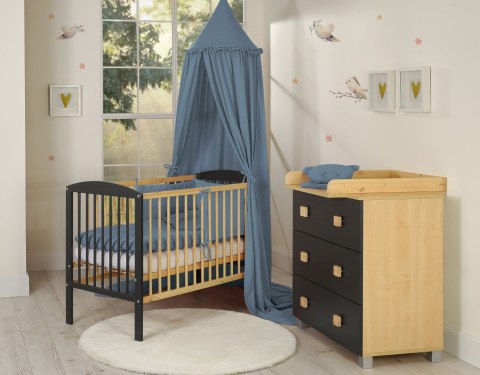 My Sweet Baby Muślinowy baldachim wiszący z falbanką do łóżeczka - brudny niebieski