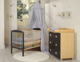 My Sweet Baby Muślinowy baldachim wiszący z falbanką do łóżeczka - szary