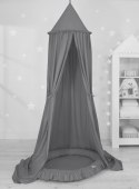My Sweet Baby Zestaw: baldachim wiszący do pokoju dziecięcego bawełniany i gniazdko z falbanką - antracyt