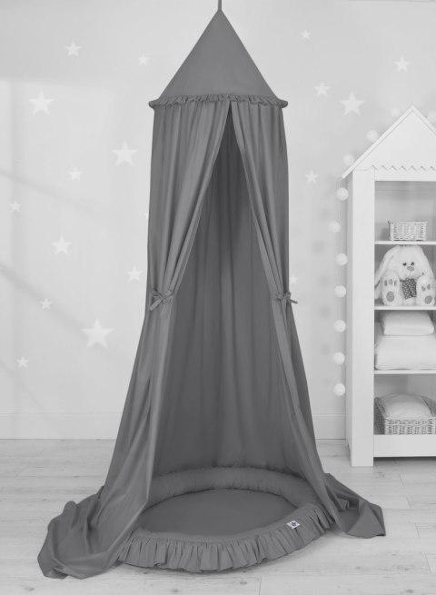 My Sweet Baby Zestaw: baldachim wiszący do pokoju dziecięcego bawełniany i gniazdko z falbanką - antracyt
