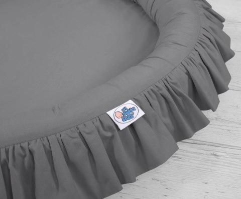 My Sweet Baby Zestaw: baldachim wiszący do pokoju dziecięcego bawełniany i gniazdko z falbanką - antracyt