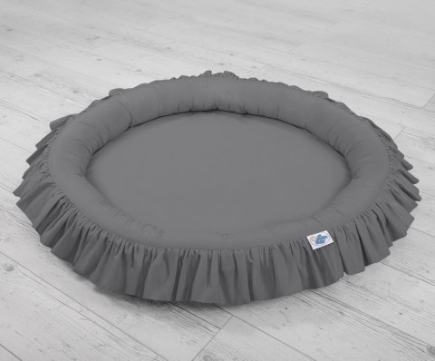 My Sweet Baby Zestaw: baldachim wiszący do pokoju dziecięcego bawełniany i gniazdko z falbanką - antracyt