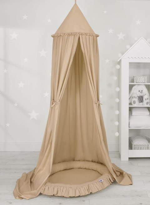 My Sweet Baby Zestaw: baldachim wiszący do pokoju dziecięcego bawełniany i gniazdko z falbanką - beżowy