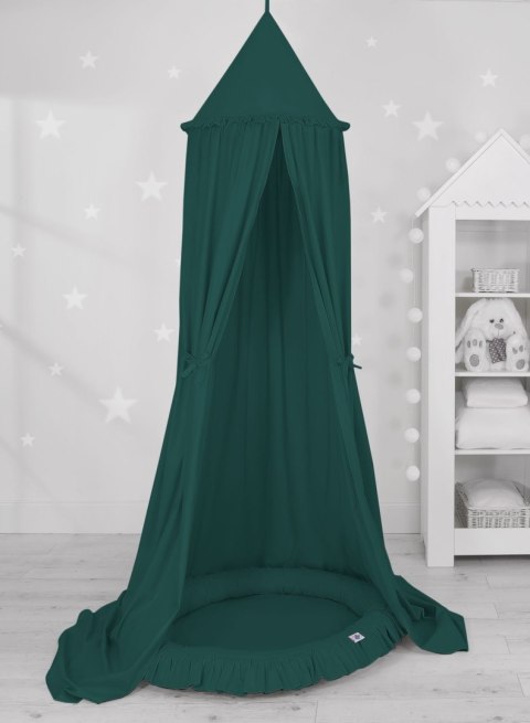 My Sweet Baby Zestaw: baldachim wiszący do pokoju dziecięcego bawełniany i gniazdko z falbanką - butelkowa zieleń