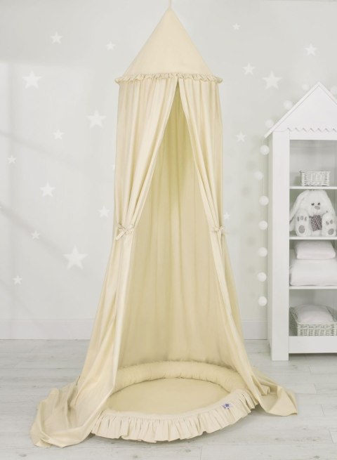 My Sweet Baby Zestaw: baldachim wiszący do pokoju dziecięcego bawełniany i gniazdko z falbanką - kremowy