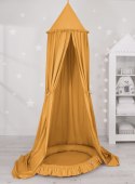 My Sweet Baby Zestaw: baldachim wiszący do pokoju dziecięcego bawełniany i gniazdko z falbanką - musztardowy