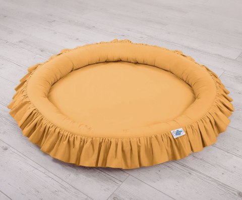 My Sweet Baby Zestaw: baldachim wiszący do pokoju dziecięcego bawełniany i gniazdko z falbanką - musztardowy