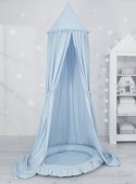 My Sweet Baby Zestaw: baldachim wiszący do pokoju dziecięcego bawełniany i gniazdko z falbanką - niebieski