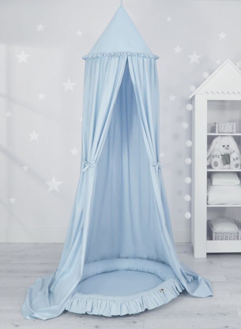 My Sweet Baby Zestaw: baldachim wiszący do pokoju dziecięcego bawełniany i gniazdko z falbanką - niebieski