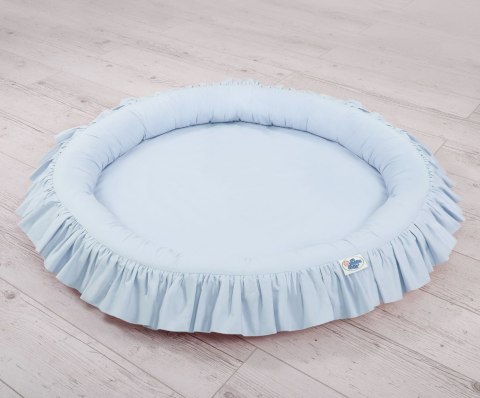 My Sweet Baby Zestaw: baldachim wiszący do pokoju dziecięcego bawełniany i gniazdko z falbanką - niebieski