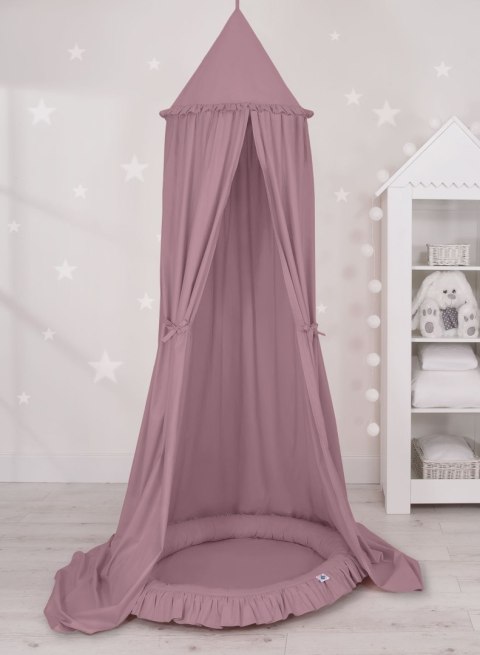 My Sweet Baby Zestaw: baldachim wiszący do pokoju dziecięcego bawełniany i gniazdko z falbanką - róż retro