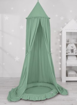 My Sweet Baby Zestaw: baldachim wiszący do pokoju dziecięcego bawełniany i gniazdko z falbanką - szałwia