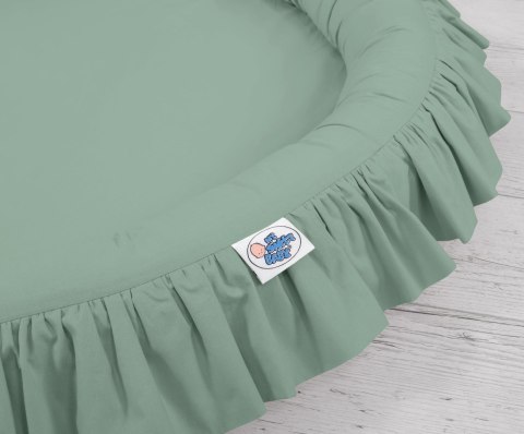 My Sweet Baby Zestaw: baldachim wiszący do pokoju dziecięcego bawełniany i gniazdko z falbanką - szałwia