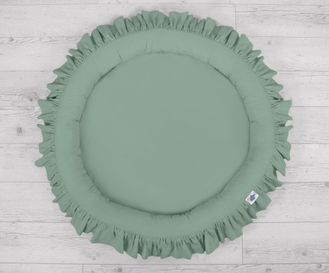 My Sweet Baby Zestaw: baldachim wiszący do pokoju dziecięcego bawełniany i gniazdko z falbanką - szałwia