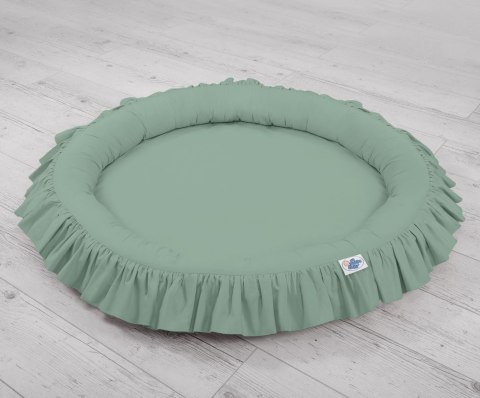 My Sweet Baby Zestaw: baldachim wiszący do pokoju dziecięcego bawełniany i gniazdko z falbanką - szałwia