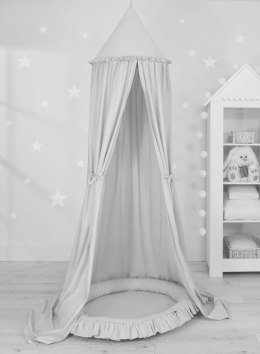 My Sweet Baby Zestaw: baldachim wiszący do pokoju dziecięcego bawełniany i gniazdko z falbanką - szary
