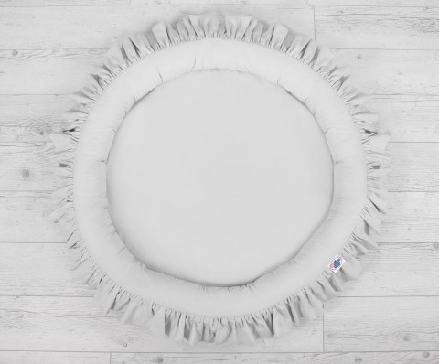 My Sweet Baby Zestaw: baldachim wiszący do pokoju dziecięcego bawełniany i gniazdko z falbanką - szary