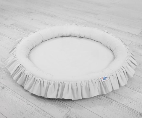 My Sweet Baby Zestaw: baldachim wiszący do pokoju dziecięcego bawełniany i gniazdko z falbanką - szary