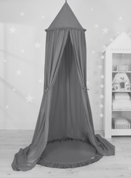 My Sweet Baby Zestaw: baldachim wiszący do pokoju dziecięcego bawełniany i mata z falbanką - antracyt