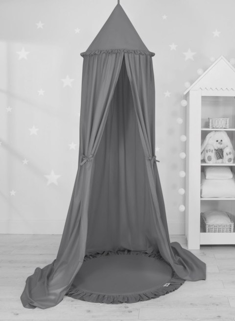 My Sweet Baby Zestaw: baldachim wiszący do pokoju dziecięcego bawełniany i mata z falbanką - antracyt
