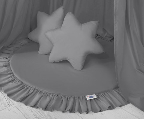 My Sweet Baby Zestaw: baldachim wiszący do pokoju dziecięcego bawełniany i mata z falbanką - antracyt