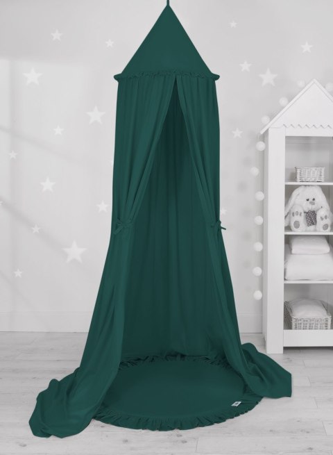 My Sweet Baby Zestaw: baldachim wiszący do pokoju dziecięcego bawełniany i mata z falbanką - butelkowa zieleń