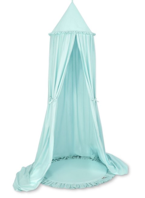 My Sweet Baby Zestaw: baldachim wiszący do pokoju dziecięcego bawełniany i mata z falbanką - jasna mięta