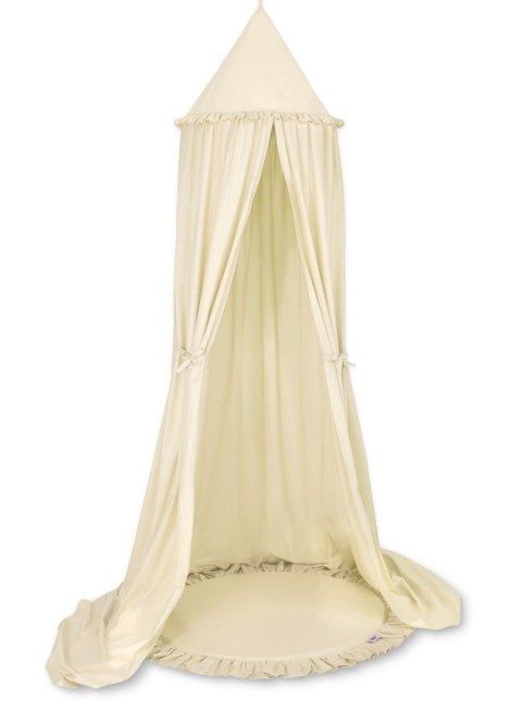 My Sweet Baby Zestaw: baldachim wiszący do pokoju dziecięcego bawełniany i mata z falbanką - kremowy