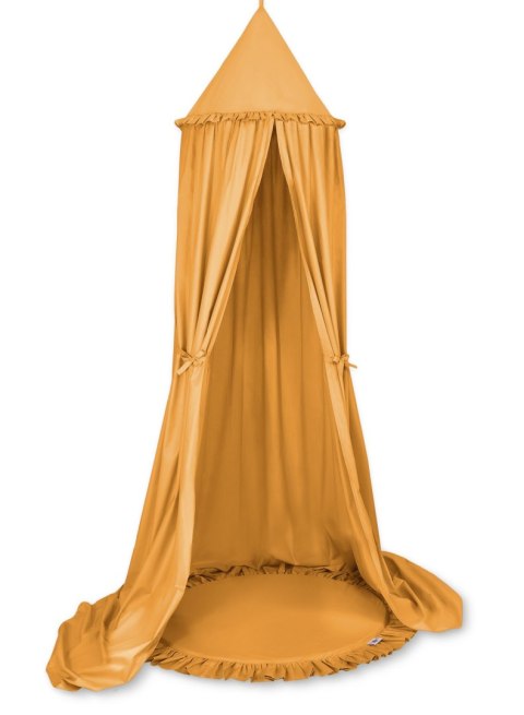 My Sweet Baby Zestaw: baldachim wiszący do pokoju dziecięcego bawełniany i mata z falbanką - musztardowy