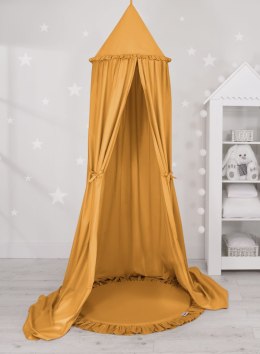 My Sweet Baby Zestaw: baldachim wiszący do pokoju dziecięcego bawełniany i mata z falbanką - musztardowy