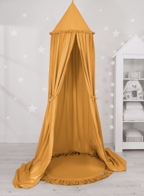 My Sweet Baby Zestaw: baldachim wiszący do pokoju dziecięcego bawełniany i mata z falbanką - musztardowy