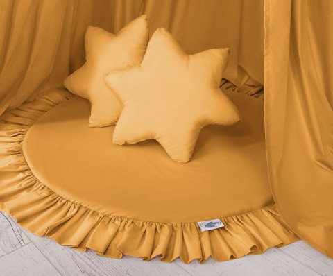My Sweet Baby Zestaw: baldachim wiszący do pokoju dziecięcego bawełniany i mata z falbanką - musztardowy