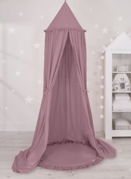 My Sweet Baby Zestaw: baldachim wiszący do pokoju dziecięcego bawełniany i mata z falbanką - róż retro