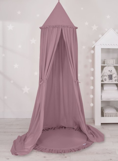 My Sweet Baby Zestaw: baldachim wiszący do pokoju dziecięcego bawełniany i mata z falbanką - róż retro