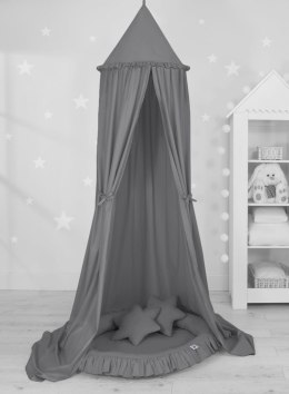 My Sweet Baby Zestaw: baldachim wiszący do pokoju dziecięcego, gniazdko z falbanką, poduszki - antracyt