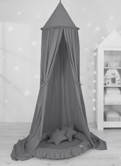 My Sweet Baby Zestaw: baldachim wiszący do pokoju dziecięcego, gniazdko z falbanką, poduszki - antracyt