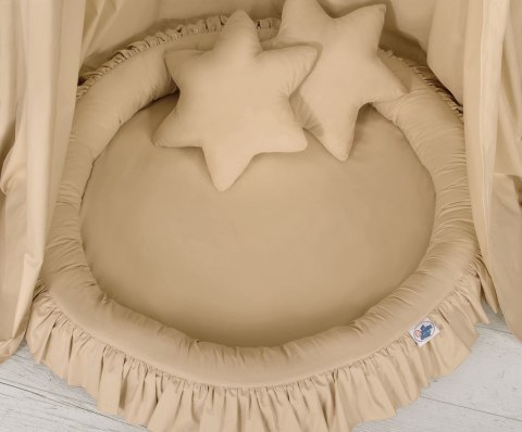 My Sweet Baby Zestaw: baldachim wiszący do pokoju dziecięcego, gniazdko z falbanką, poduszki - beżowy