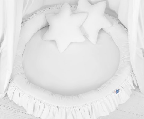 My Sweet Baby Zestaw: baldachim wiszący do pokoju dziecięcego, gniazdko z falbanką, poduszki - biały