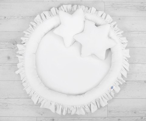 My Sweet Baby Zestaw: baldachim wiszący do pokoju dziecięcego, gniazdko z falbanką, poduszki - biały