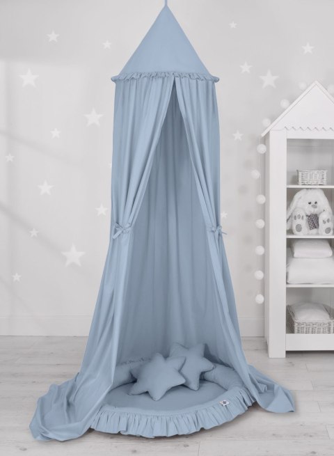 My Sweet Baby Zestaw: baldachim wiszący do pokoju dziecięcego, gniazdko z falbanką, poduszki - brudny niebieski