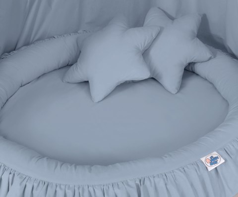 My Sweet Baby Zestaw: baldachim wiszący do pokoju dziecięcego, gniazdko z falbanką, poduszki - brudny niebieski