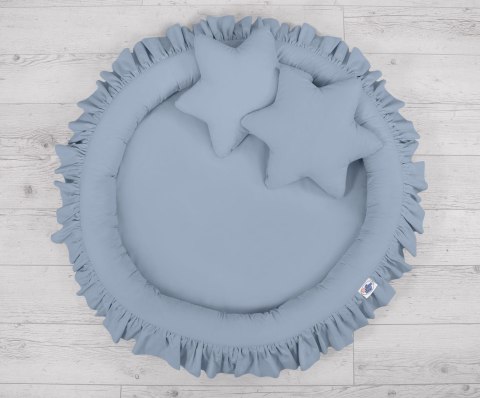 My Sweet Baby Zestaw: baldachim wiszący do pokoju dziecięcego, gniazdko z falbanką, poduszki - brudny niebieski