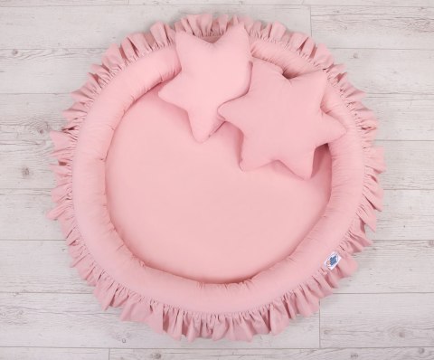 My Sweet Baby Zestaw: baldachim wiszący do pokoju dziecięcego, gniazdko z falbanką, poduszki - brudny róż